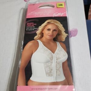 Exquisite Form Fully, Women's White Lace Front-Close Bra
